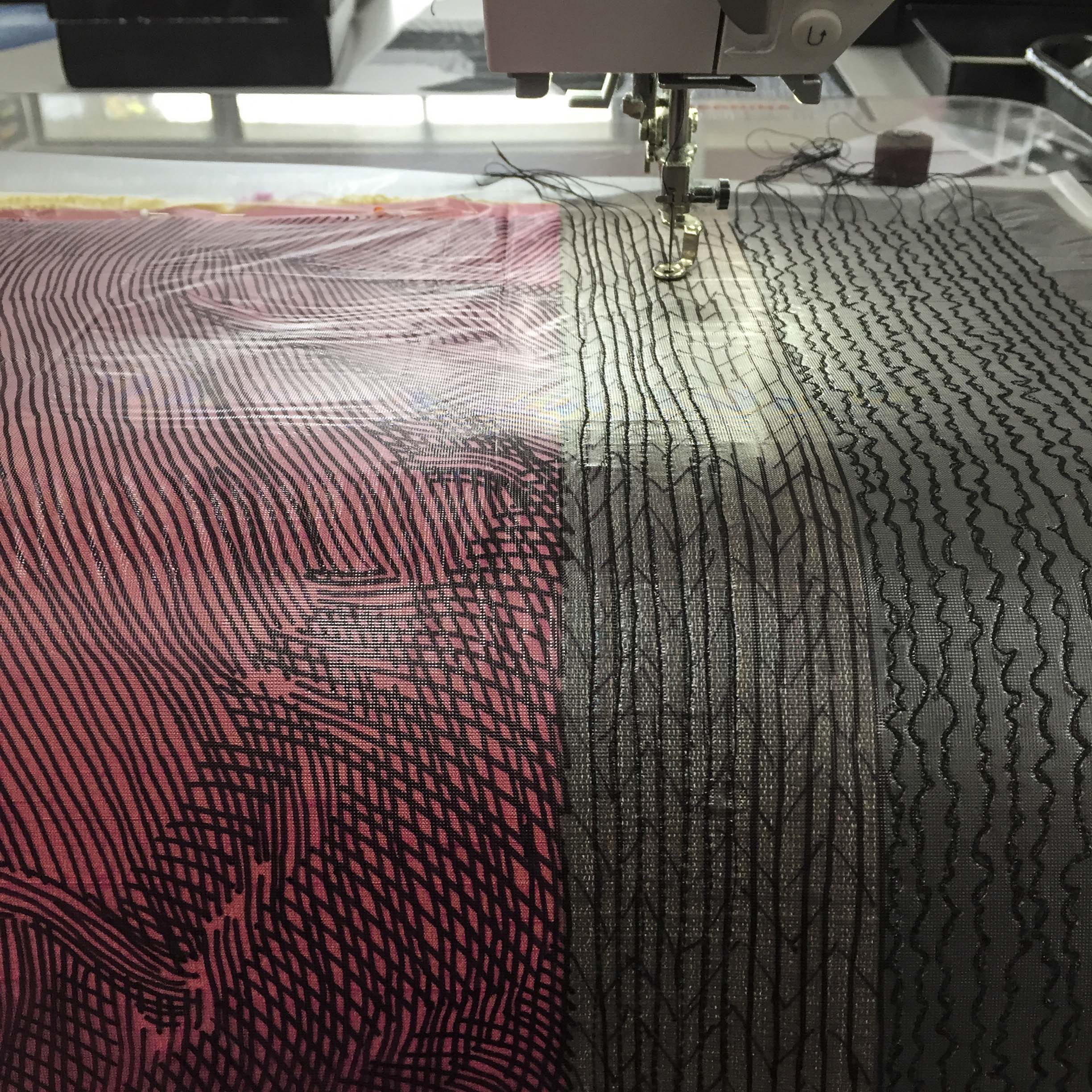 engraved stitching underway